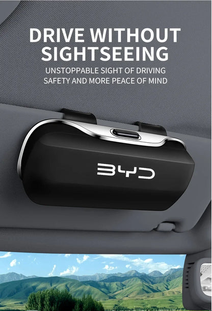 For BYD Atto 3 Tang F3 E6 Yuan Plus Song Max F0 Qin G3 I3 Han Auto Car Visor Sunglasses Glasses Case Glasses Holder Clip Box