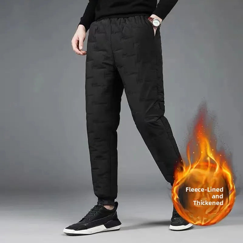 Youth Thickened down Pants Outdoor Workwear Trousers Fashionable Street Style Long Pants for Men Winter Outdoor Activities