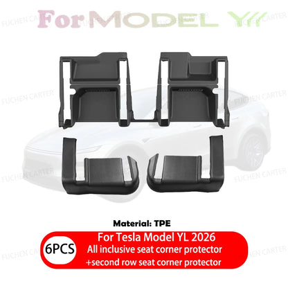 For Tesla ModelYL Launch 2026 TPE Front Rear Door Sill Guard Anti Scratch Dirt Resistant Threshold Strip Interior Protection Set
