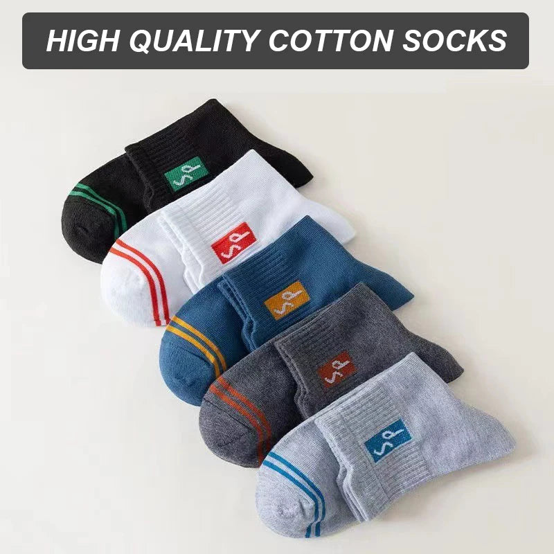 5Pair New Men's Sports Socks Cotton High Quality Casual Business Walk Socks Spring Autumn Fashion For Men Size EU38-45