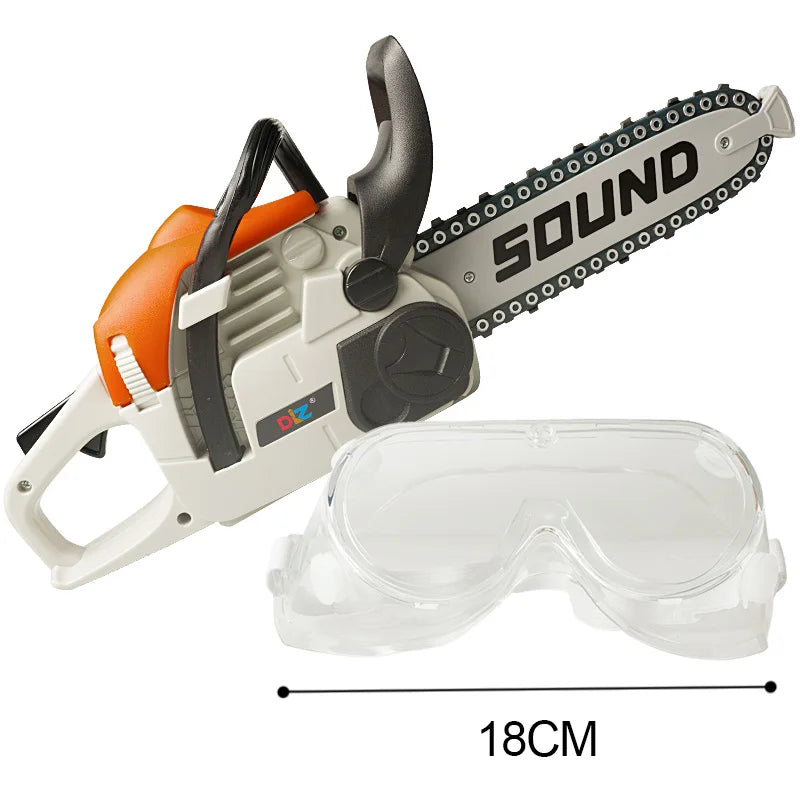 Toy Chainsaw with Goggles Children Electric Power Chainsaw with Sound Kids Toy Tools for Tool Bench Boys Gift Pretend Play Toys