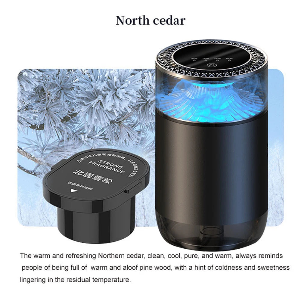 Smart Vehicle Aromatherapy Machine，Auto Start/Stop，Atomized Scent Diffusion，3-Gear Control，Detachable Replaceable Cartridge