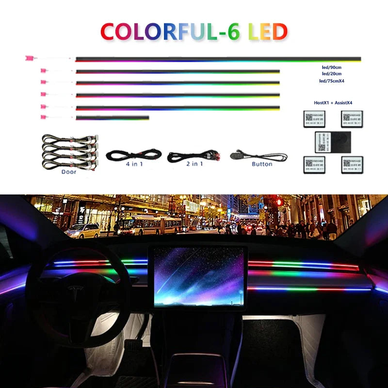 For BMW Only Neon Car Ambient Lights Full 213 Colors Streamer RGB LED Interior Hidden Ergonomic Strip For F10 F20 F30 G20 G30