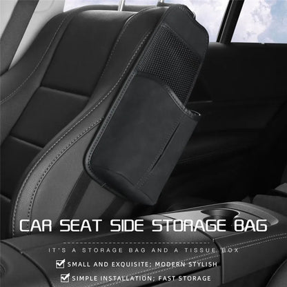 Car Seat Back Bag With Tissue Holder Car Seat Side Storage Bag Car Multifunctional Hanging Drink Holder Mesh Storage Pocket
