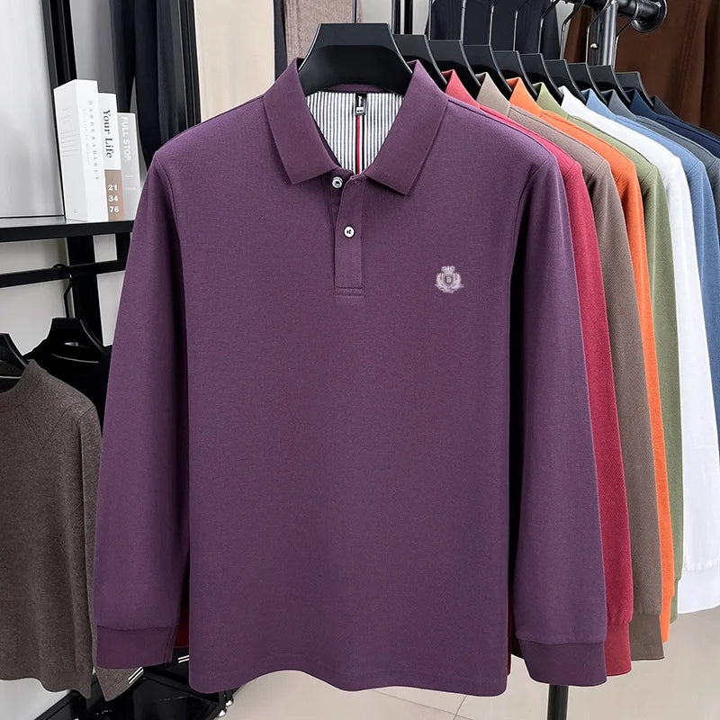 Spring and Autumn new men's long sleeved business casual fashionable comfortable POLO shirt exquisite brand embroidered golf top
