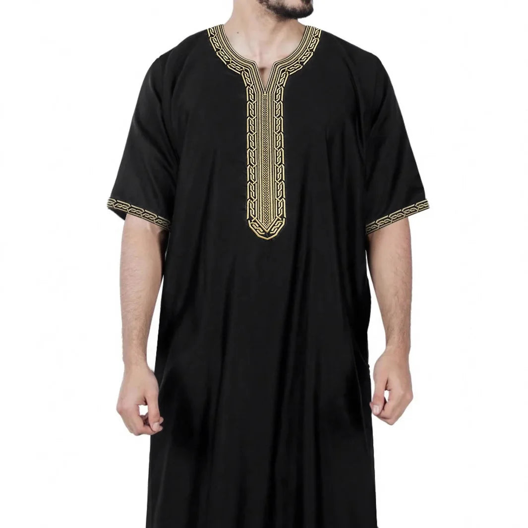 2026 New Embroidered Men's Apparel With Side Pockets Jersey 2026 Muslim Long Dress Robe Abaya Ramadan Dubai Luxury Islam Elegant