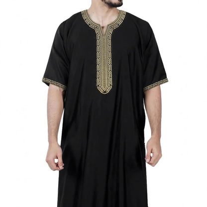 2026 New Embroidered Men's Apparel With Side Pockets Jersey 2026 Muslim Long Dress Robe Abaya Ramadan Dubai Luxury Islam Elegant