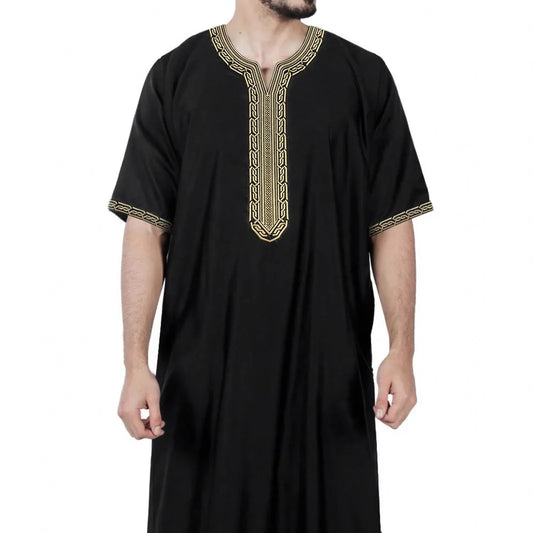 2026 New Embroidered Men's Apparel With Side Pockets Jersey 2026 Muslim Long Dress Robe Abaya Ramadan Dubai Luxury Islam Elegant