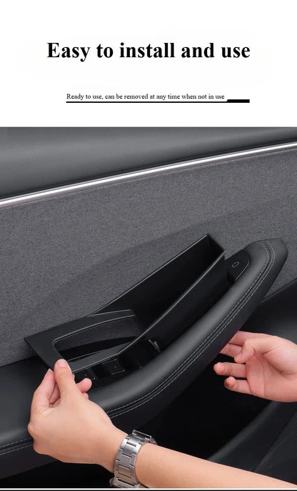 for Tesla Model 3 Y YL Juniper 2025-2020 2026 Highland Car Door Side Storage Box Handle Pocket Passenger Storage Tray Container