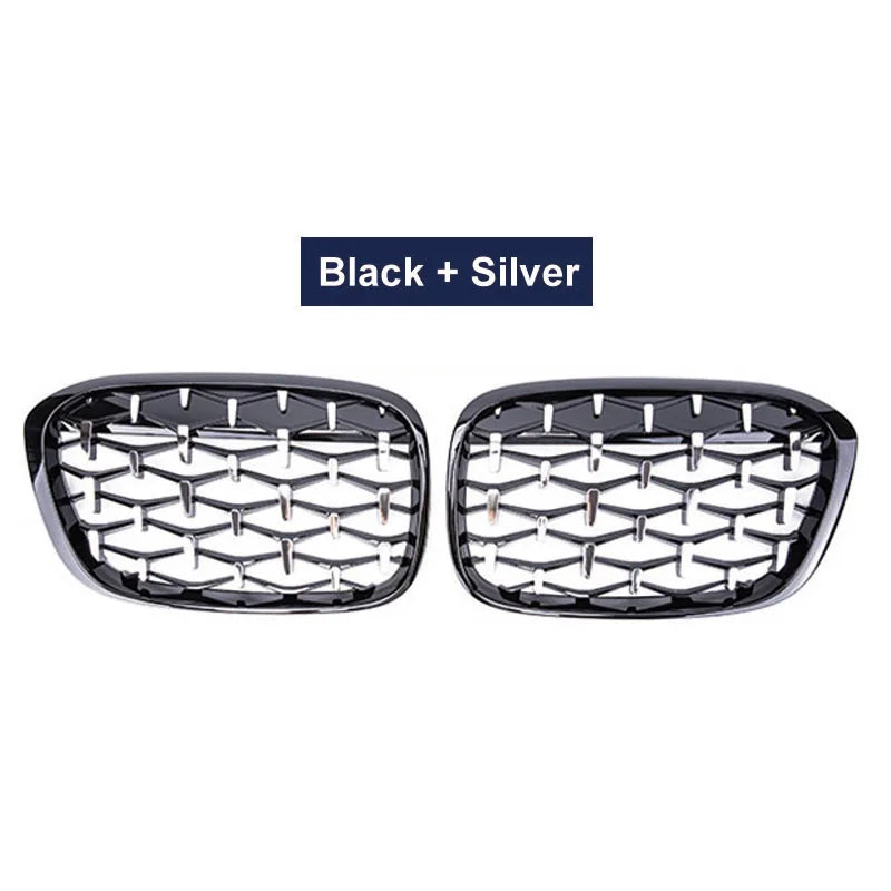 Front Kidney Car Diamond Racing Grilles For BMW X1 F48 F49 2016-2019 Meteor Style Parts AUTO Accessories