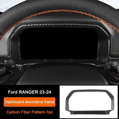 Carbon Fiber Car Interior Overlay Accessories For Ford Ranger Raptor Wildtrak T9 2022-2025, Central Gear Shift Panel Door Trim