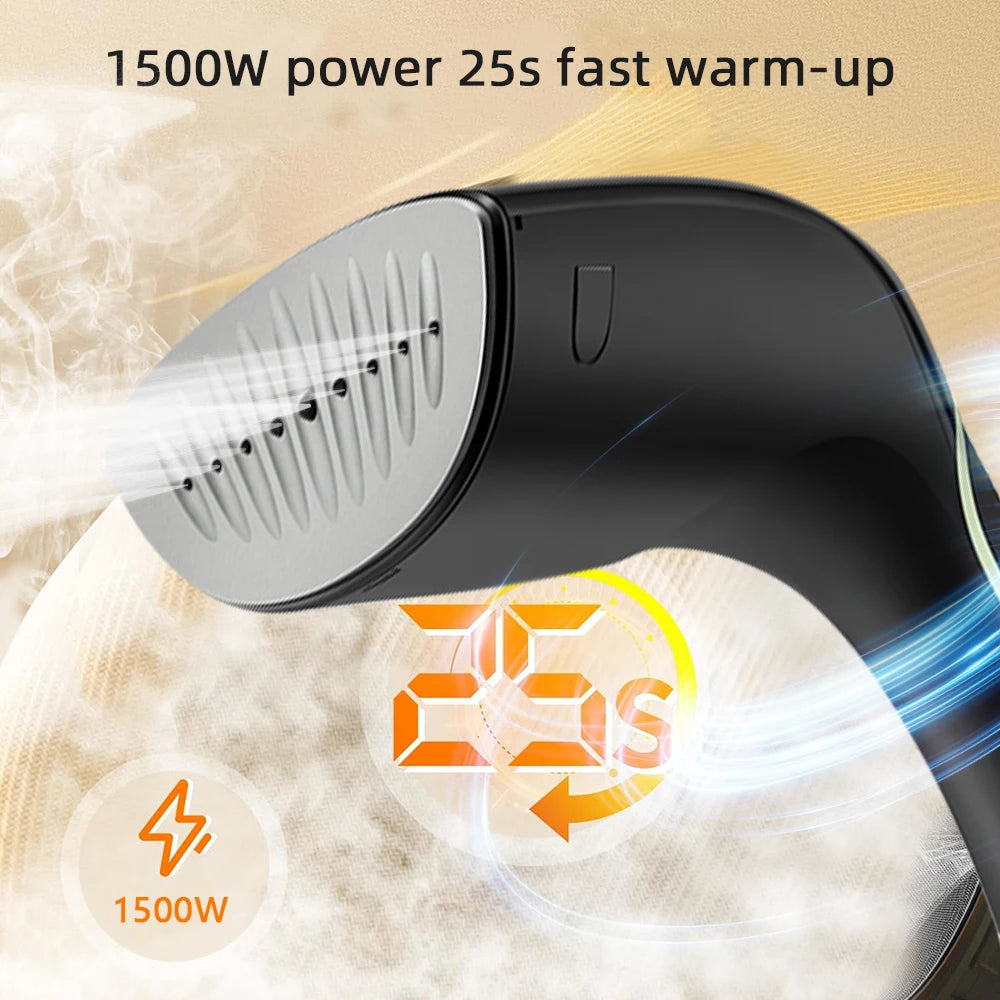Portable Steam Hanging Iron 1500W Handheld Garment Steame 3 steam modes Water shortage protection Automatic power off with brush