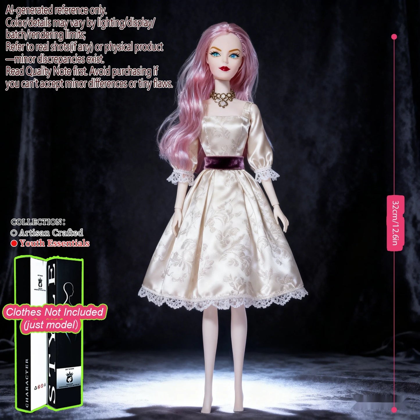 1/6 Scale 12-Joint Premium Figure, 12.6in BJD Doll Changeable Makeup (no clothing)
