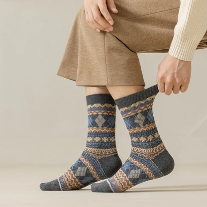 Men's Dress Socks, Cotton Crew Socks, Breathable and Sweat-Absorbing, Funky Colorful Pattern Crew Socks