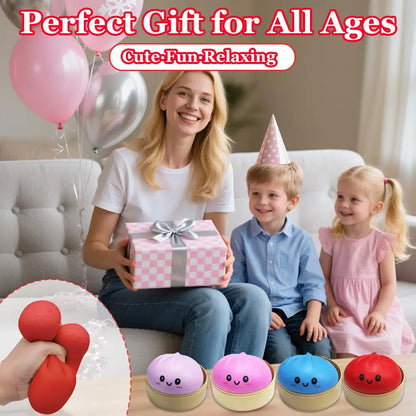 Fun Dumpling Stress Balls Reusable Simulation Bun with Steamer Low Rebound Decompression Toys Dough Ball Home Decoration Gifts