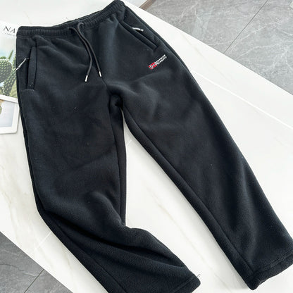 Thickened Fleece Lined Straight Leg Casual Pants for Men Winter Leisure Trousers Trendy Couple Pants Chinese Brand