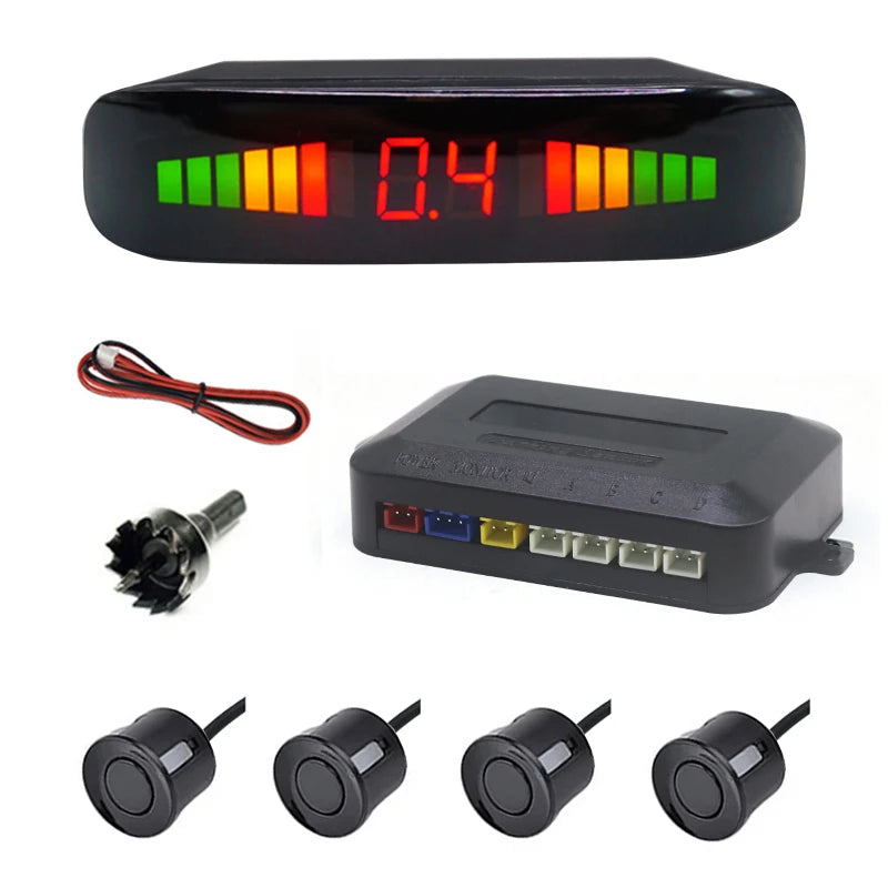Car Parking Sensors Parking Kit LED Display 22mm 4 Sensors Backlight Reverse Backup Radar Monitoring System 6 Colors 12V