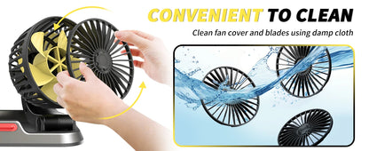 Car Fan 360° Adjustable 3 Head Air Fan Automotive Electric Fan USB/12V/24V Fan 2 Speeds Car Silent Fan For Home Desk Office&Car