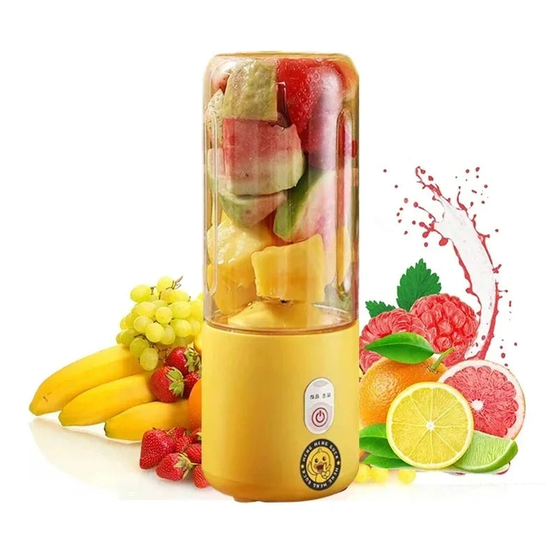 Zai Xiao 500Ml Portable Blender 6 Blades Usb Rechargeable Fresh Fruit Juice Mixer Electric Shake Cup Cute Blender Smoothie Ice C