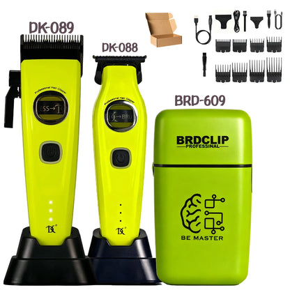 BRDCLIP 609 10000RPM Grey Professional Hair Clipper 7500RPM External Rotor Brushless Motor DLC Blade Hair Trimmer Barber Shaver