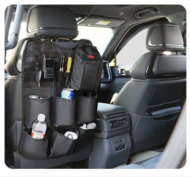 High Quality Multifunction 55*37CM 600D 6PCS In 1 Car Back Seat Tactical Hanging Storage Organizer