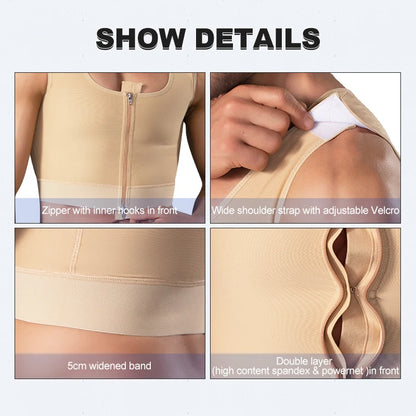 Slimming Body Shaper Vest Men Zipper Front Gynecomastia Chest Post Operative Sleeveless Compression Shapewear Top Faja