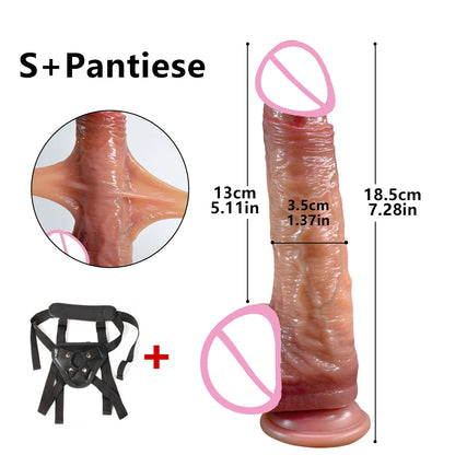 Sliding Foreskin G Spot Stimulate Realistic Simulation Dildo Soft Silicone Penis Huge Dick Suction Cup Sex Toy For Women Men
