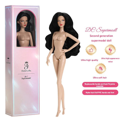 32CM 1/6 Scale Supermodel Fashion Doll In Gift Box Movable Mannequin Figure Nylon Hair Posable Dress-Up Doll For Outfit Making