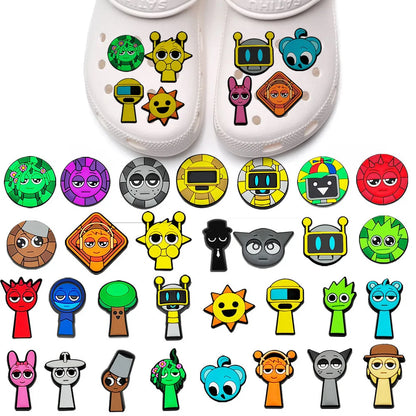 30-100pcs Sprunki Plush Game Shoe Charms Cartoon Shoe Decoration Accessories DIY Clog Sandal Wristband Kids Party X-mas Gift