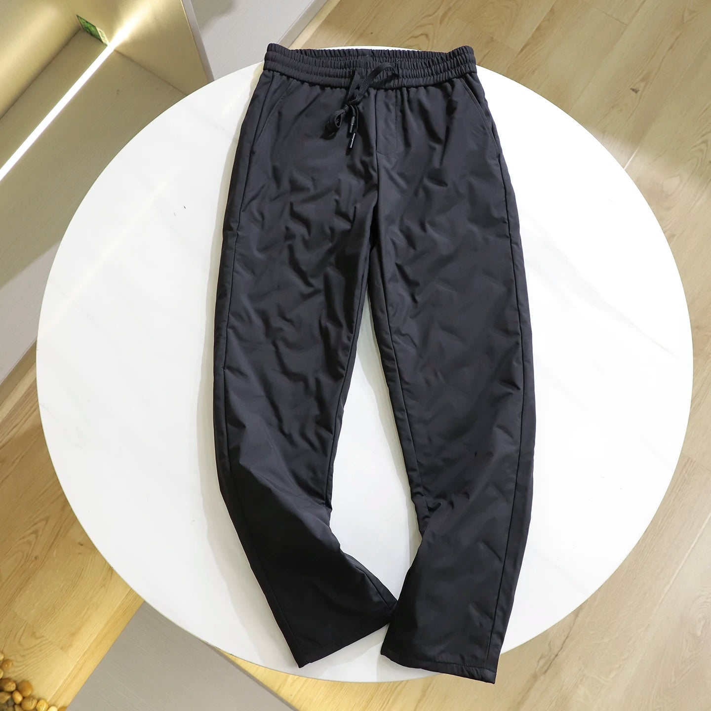 Men's Winter Thickened 90 Duck down High Fluffy Elastic Waist Casual Straight Leg Long Pants Lightweight Warm Outdoor Wear