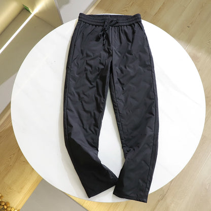 Men's Winter Thickened 90 Duck down High Fluffy Elastic Waist Casual Straight Leg Long Pants Lightweight Warm Outdoor Wear