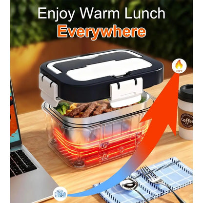 Portable 1.6L Electric Lunch Box with 15600mAh Battery, Timer-Preset Heating for Car, Outdoor, and Picnic Use