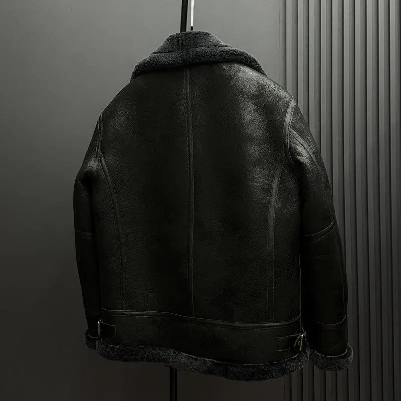 YOLANFAIRY 100% Genuine Sheepskin Leather Jacket Man Winter Warm Natural Fur Coat Motorcycle Jackets Men's Leather and Fur Coats