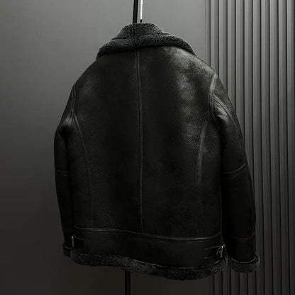 YOLANFAIRY 100% Genuine Sheepskin Leather Jacket Man Winter Warm Natural Fur Coat Motorcycle Jackets Men's Leather and Fur Coats