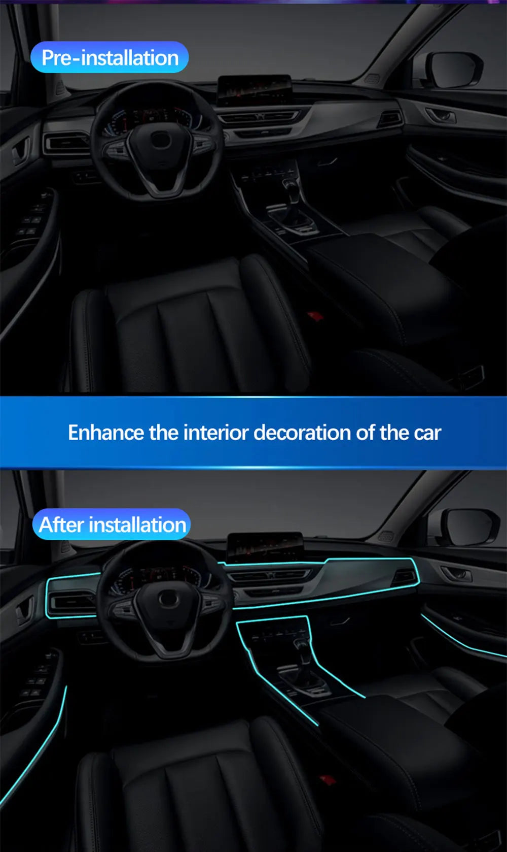 1M 3M 5M Car Fiber Optic led strip Atmosphere light for flexible AUTO interior Lamp Party decoration lights Neon strips 5V USB