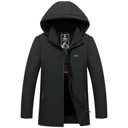Thickened Fleece Winter Jacket Men's down Cotton Coat Detachable Hood Parka Dad Clothes Cotton Jacket Middle-aged Men Parka