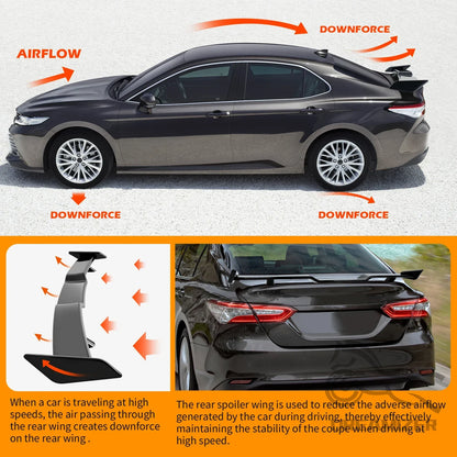 Sport Rear Trunk Spoiler Wing For Toyota Camry 2018 2019 2020 4 Door Sedan Glossy Black ABS Carbon Fiber