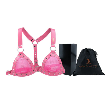 FRKO Sexy Mesh Bra Erotic Costumes Breast Bondage Harness PU Belt Women BDSM Slave Games Underwear Flirting Sex Toys For Couples