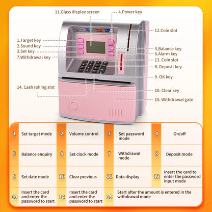 Children's piggy bank coin storage box ATM piggy bank boys and girls creative password box toy gift