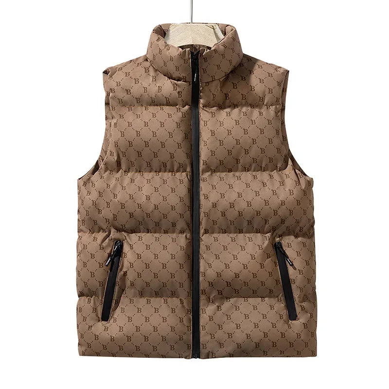 2025  Men's down Cotton Vest Autumn Winter New Style Youth Shoulder Warm Outerwear Men's Tank Top Vest Jacket