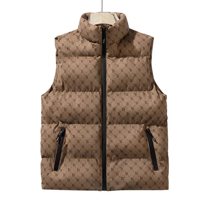 2025  Men's down Cotton Vest Autumn Winter New Style Youth Shoulder Warm Outerwear Men's Tank Top Vest Jacket