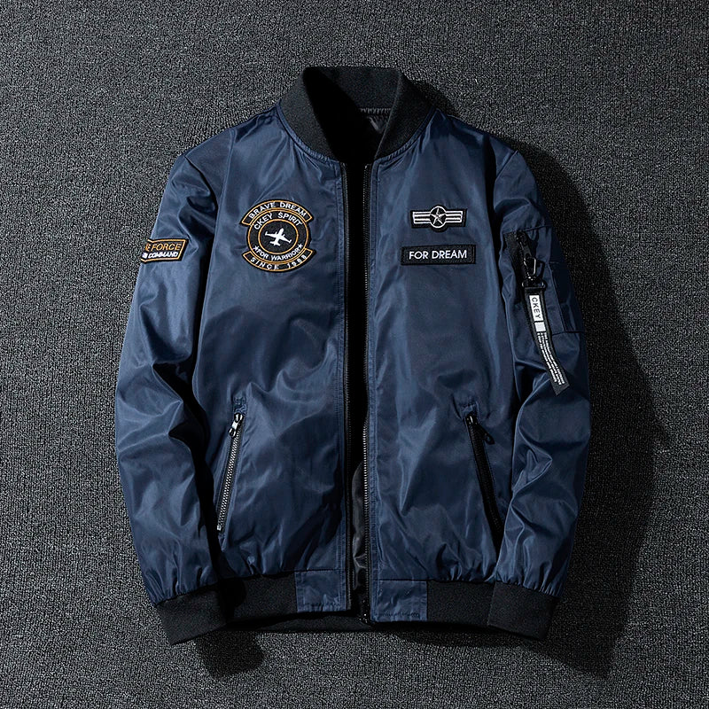 Coat Men's Air Force Pilot Jacket MA1 Autumn/Winter Baseball Suit Trendy Brand Double Sided Thickened Large