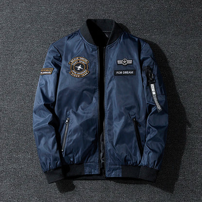 Coat Men's Air Force Pilot Jacket MA1 Autumn/Winter Baseball Suit Trendy Brand Double Sided Thickened Large