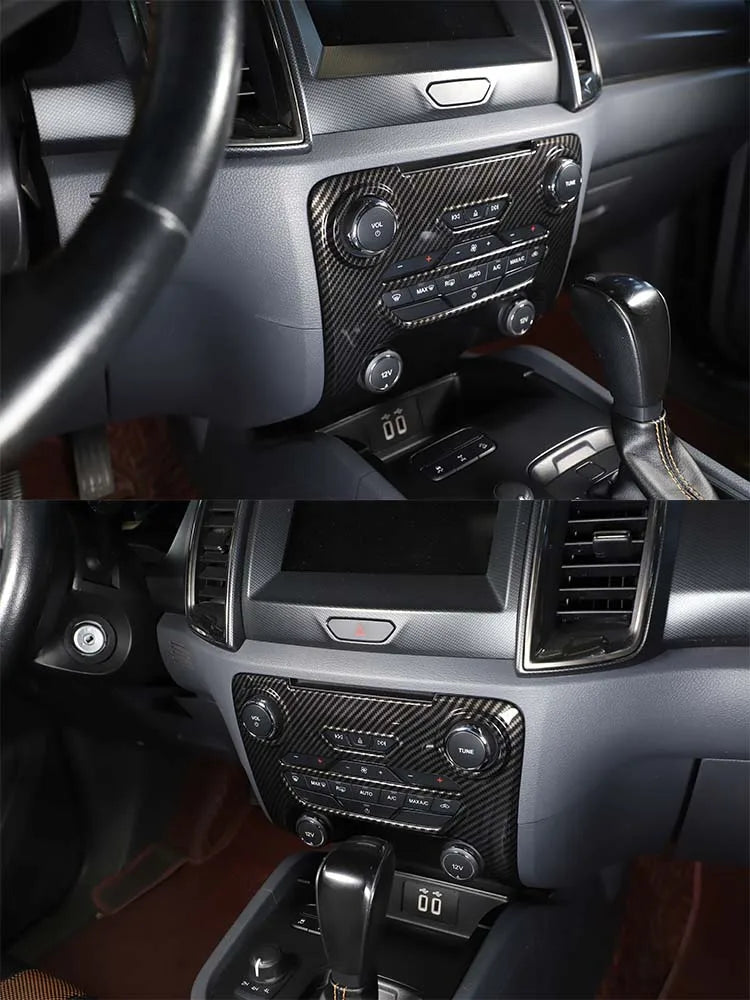 ABS Carbon Fiber For Ford Ranger Wildtrak 2015-2021 Car Center Control Shift Panel Steering Wheel Glass Lift Frame Sticker