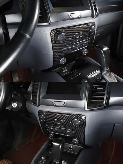 ABS Carbon Fiber For Ford Ranger Wildtrak 2015-2021 Car Center Control Shift Panel Steering Wheel Glass Lift Frame Sticker
