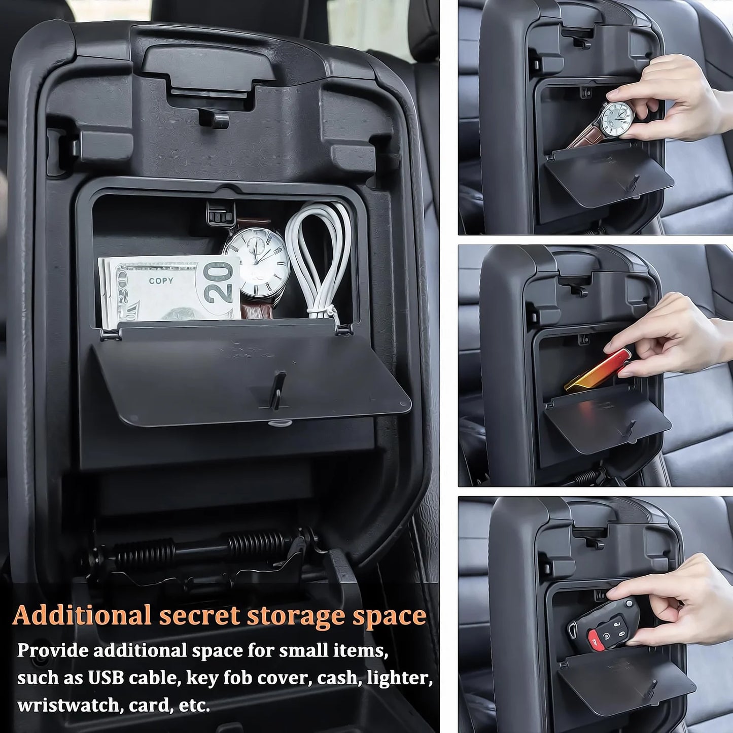 For Lexus GX 550 2024 2025 Hidden Storage Box Armrest Storage Intimate Item Privacy Storage Organizer for GX550 Accessories