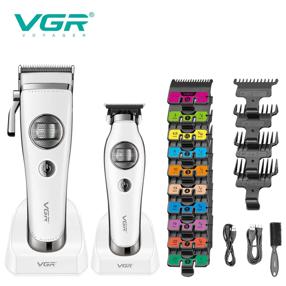 VGR Hair Trimmer Professional Brushless Motor Clipper Hair Cutting Machine Adjustable Charging Base Hair Trimmer for Men V-880