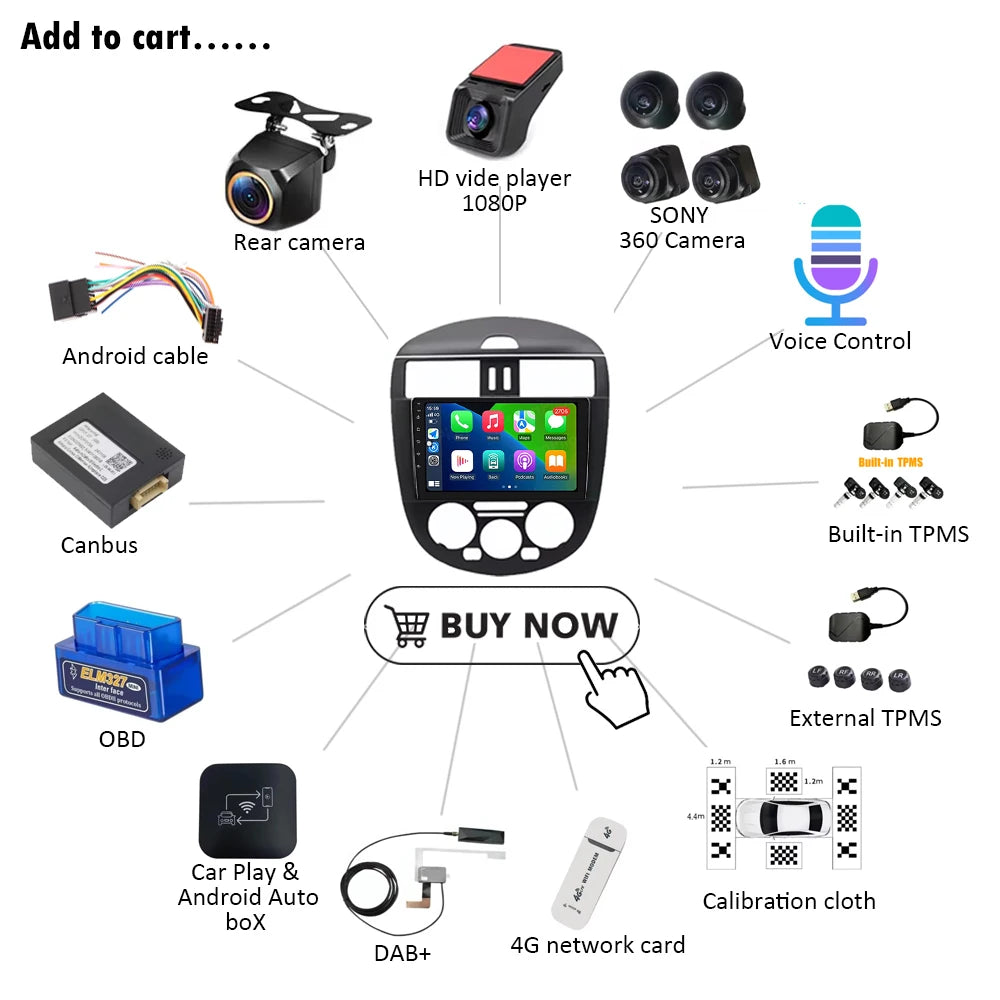 9 inch for Nissan Pulsar 6 NB17 2014 - 2018 Android 16 Wireless CarPlay Car Radio Video Multimedia Player GPS Navi DSP Stereo 4G