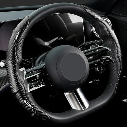 Car Steering Wheel Cover Carbon Fiber Sports Ultra-thin Non-slip Card Cover for Mazda 2 3 CX-3 CX-5 MX-5 BT-50 ATENZA CX-8 MX-30