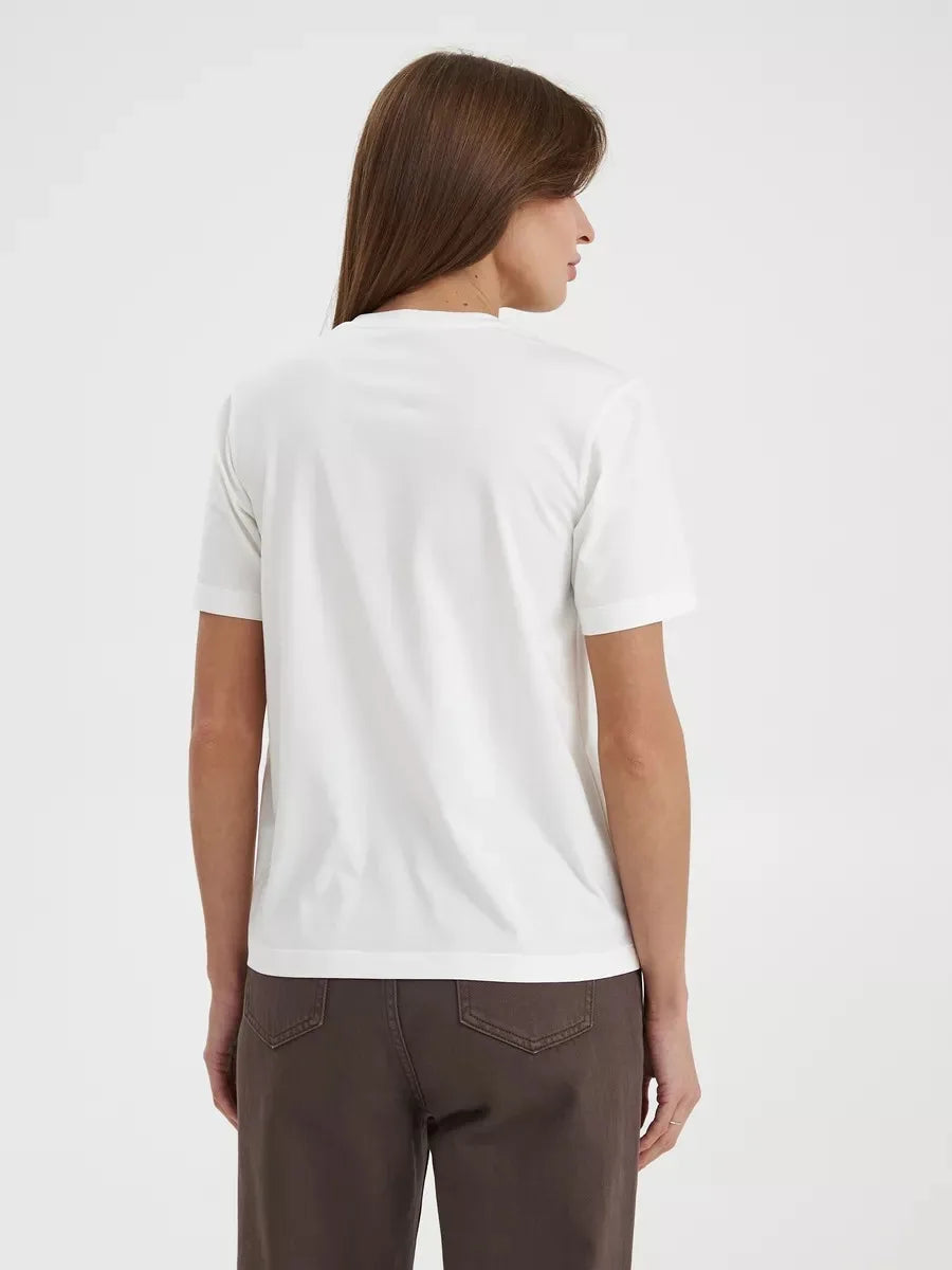 Bornladies Summer 100% Cotton Women's T-shirt Bottoming Basic Fashionable Lady Short Sleeve Loose Tops Shirts Solid 230g/㎡ Tops